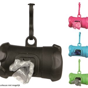 TRIXIE POEPZAKHOUDER BOTVORM MET POEPZAKJES ASSORTI 15 STUKS