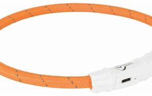 TRIXIE LICHTGEVENDE HALSBAND HOND FLASH USB TPU / NYLON ORANJE 35X0,7 CM
