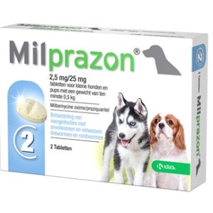 KRKA MILPRAZON ONTWORMINGSTABLETTEN HOND >0,5 KG 2,5 MG/25 MG 2 TBL